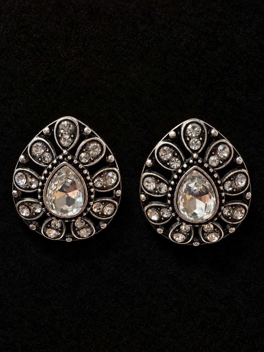 ⚜️ Crystal Teardrop Studs | Statement | Silver-Tone Rhinestone 💗